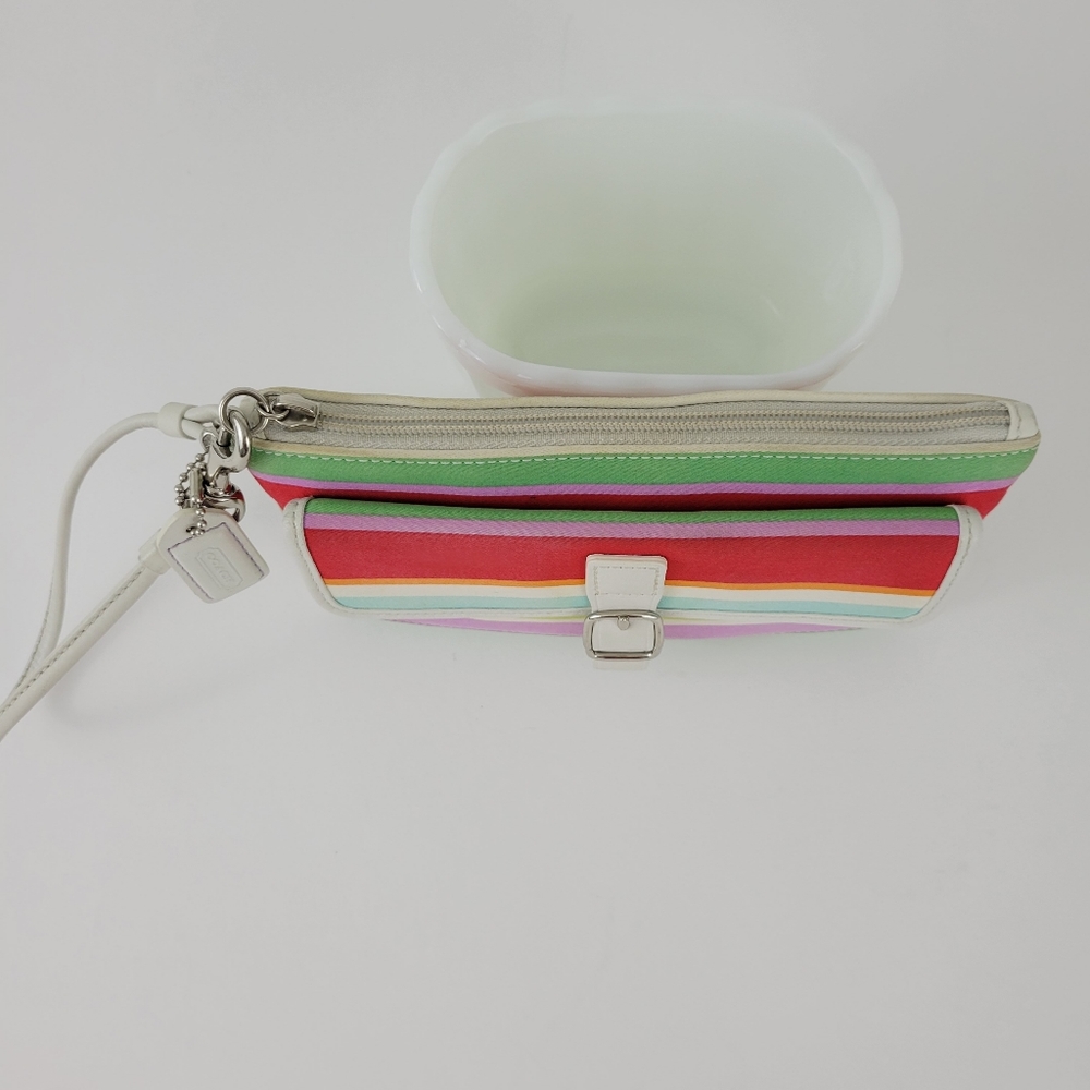 Coach Hamptons Strim Leather Canvas Wristlet Clutch Wallet - Picture 5 of 8
